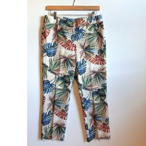 Chico's Tropical Print Ankle Crop High Rise Colorful Stretch Pant SZ 8 Vacation